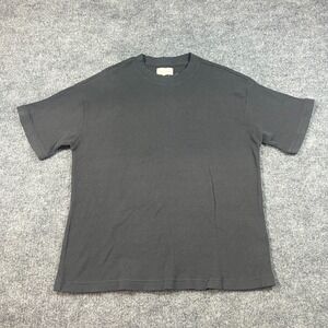 American Garage T Shirt Mens Large Charcoal Gray Waffle Knit Cotton Textured